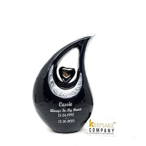 Black Pearl Teardrop Urne - Gedenk-Ascheurne (15,5 cm)
