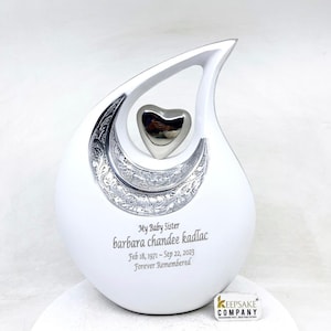 Super Premium White Teardrop Urns for Ashes - Urn - urns for human ashes - Cremation Urns - Memorial Urns - Personalized Urns - Urn for Ash