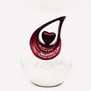 White Pearl Teardrop Cremation Urns for Adult Ashes - Urn - Urns for Ashes Adult Male - Urns for Human Ashes -  Cremation Urn - Funeral Urn