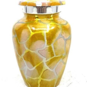 Engravable Yellow Keepsake Urn, Mini Memorial Urn, 3 cu in