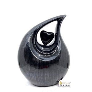 Beautiful Black Silver Teardrop Urn - Urns for Ashes Adult male - urns for human ashes female - Cremation Urns for Adult Ashes  - Urns - Urn