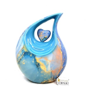 Cremation Urn: Marble Teardrop with Heart Accent in different sizes