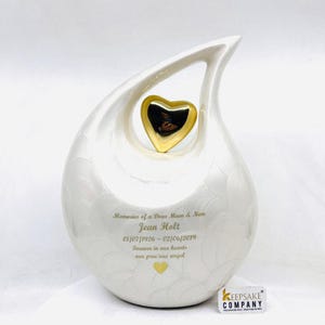 Teardrop Cremation Urn: Elegant Pearl finishes & Designs (Various colors and Sizes)