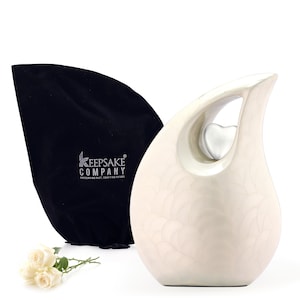 Pearl White Extra Large Adult Cremation Urn for Ashes - Memorial Funeral Keepsake Urns for Men & Women Display