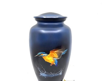 Urna funeraria umana Hummingbird, urne per ceneri umane, grande urna rossa con personalizzazione e sacchetto di velluto - Italia