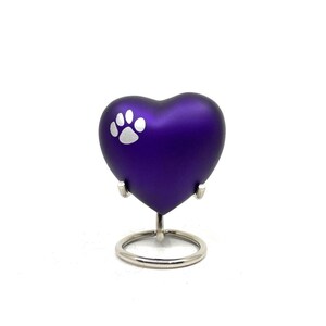 Purple Heart Pet Urn – Mini Cremation Urn with Paw Print