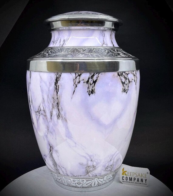 白大理石製火葬骨壺 – 大人用葬儀骨壺、カスタマイズ可能な彫刻入り