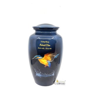 Blue Black Humming Bird Adult Urn - Cremation Urns for Adult Ashes - Urns for Ashes Adult Male - Urn - Urns for Human Ashes - Decorative Urn