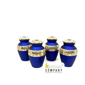 Blue & Golden Mini Urns for Human Ashes – Keepsake Urns, Engravable