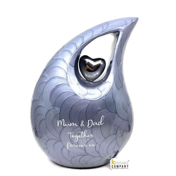 Extra Large / Double Adult Pearl Grey Teardrop Cremation Urn / Adult Urn / Funeral Urn For Human Ashes By Keepsake Company