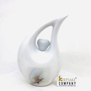 White Teardrop Cremation Urns for Human Ashes - Urn- Urns for Ashes    (6 Inches/ 15 centimeters) Small Urns for Ashes - Personalized Urn