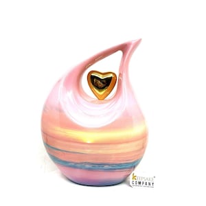 Pink Sea Beach Teardrop Cremation Urn for Ashes - Personalized Memorial Urn & Funeral Urn for Pet or Human Ash from Keepsake Company