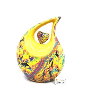 Colorful Heart Aluminum Urn for Human Ashes - Unique Tear Design, Thoughtful Memorial Present, Keepsake Container, Personalized Ash Urn