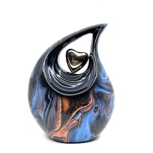 Colorful Heart Aluminum Urn for Human Ashes - Unique Tear Design, Thoughtful Memorial Present, Keepsake Container, Personalized Ash Urn