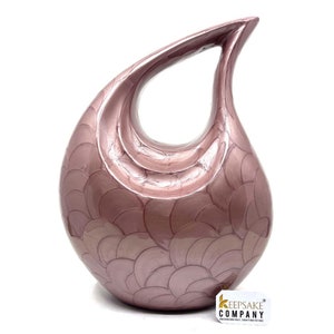 Urna de cremación para cenizas humanas para adultos con esmalte en forma de lágrima color marrón chocolate perlado de Keepsake Company