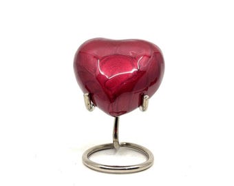 Mini-urn met rood hart voor as – Gepersonaliseerde herdenkingsaandenken