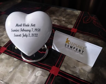 Heart-Shaped White Mini Urn – Personalized Memorial Keepsake