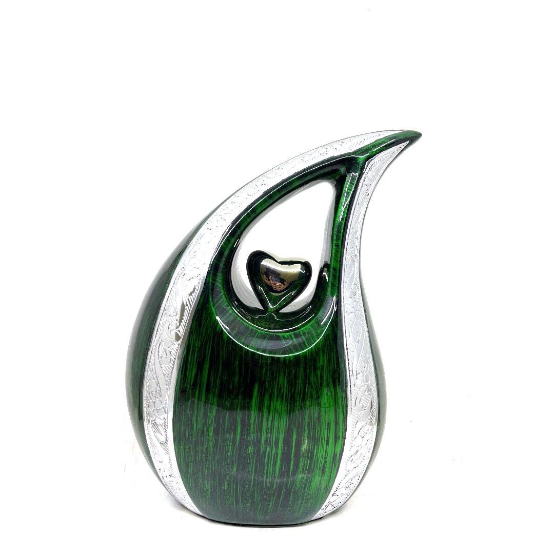 Gorgeous Green Black Teardrop Urn - Urns for Ashes Adult male - urns for human ashes female - Cremation Urns for Adult Ashes  - Urns - Urn
