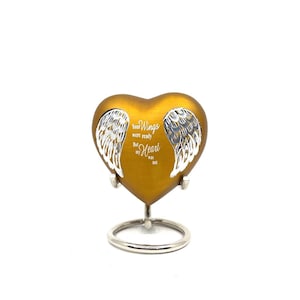 Golden Small Heart Urn for Human Ashes - Mini Keepsake Urn Memorial Cremation Ashes Holder