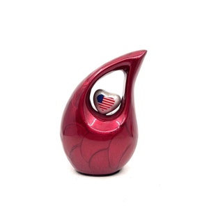 Red teardrop mini Cremation Urn, Small Urns for Human Ashes, Mini Urns for Human Ashes, Keepsake Urns for Human Ashes, Keepsake Urn