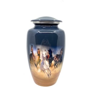 Wild Horses Blue Adult Urn - Cremation Urns for Adult Ashes - Urns for Ashes Adult Male - Urn - Urns for Human Ashes - Decorative Urn