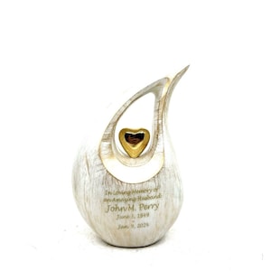 White Teardrop Cremation Urns for Human Ashes - Urn- Urns for Ashes    (6 Inches/ 15 centimeters) Small Urns for Ashes - Personalized Urn
