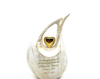 White Teardrop Cremation Urns for Human Ashes - Urn- Urns for Ashes    (6 Inches/ 15 centimeters) Small Urns for Ashes - Personalized Urn