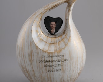Teardrop Urn in Multiple Colors - Elegant Memorial with Custom Engraving & Custom Photo Heart — Perfect for Personalization for Adult Ashes