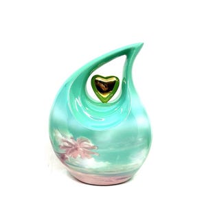Green Sea Beach Teardrop Cremation Urn for Ashes - Memorial Urn, Personalized Urn, Funeral Urn for Pet or Human Ashes