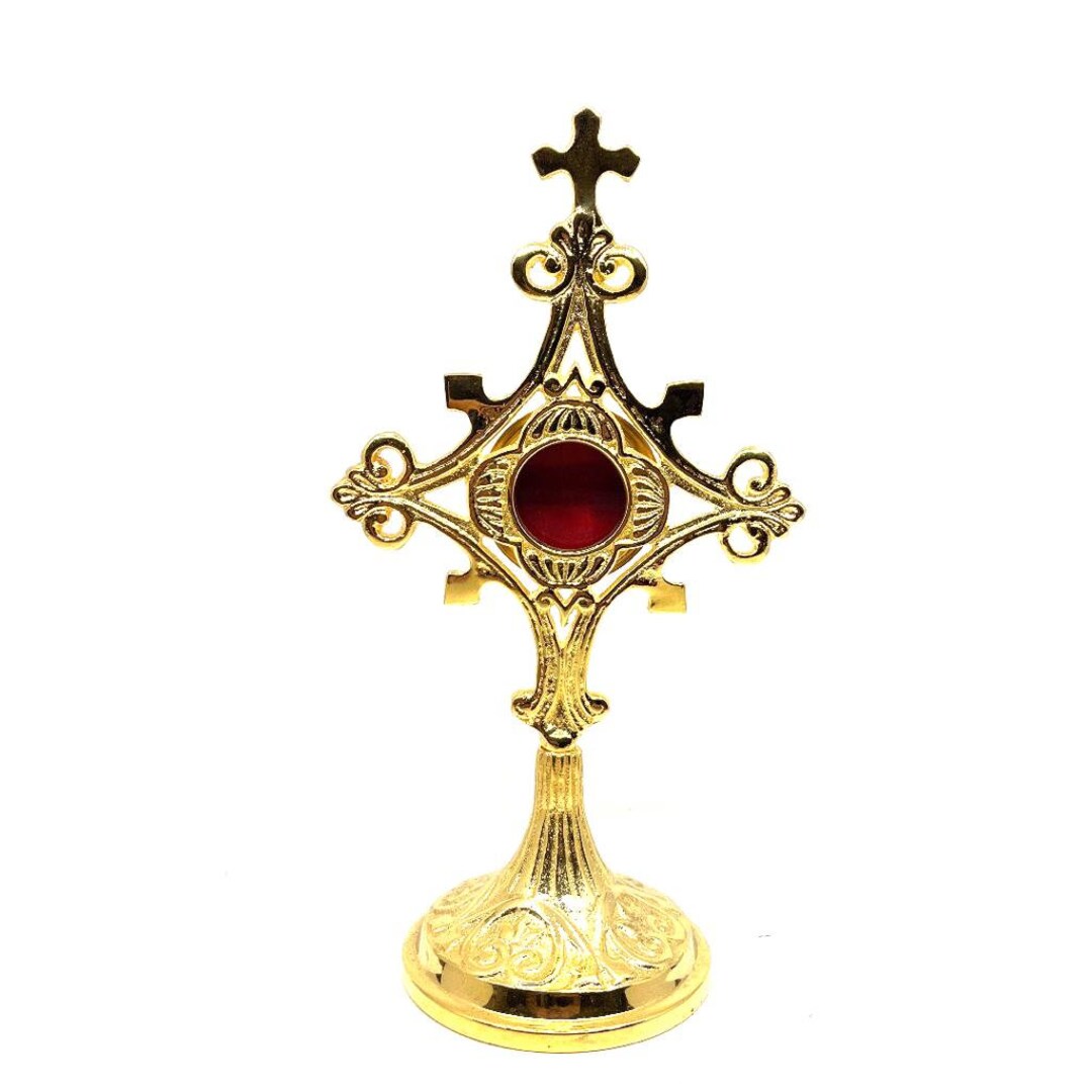 Brass Reliquary in 24 Carat Gold Plating Small Reliquary Monstrance