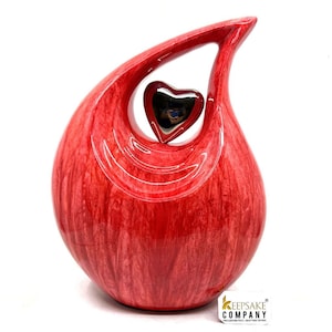 Red Adult Teardrop Cremation Urn - Unique Keepsake Memorial Urn for Funerals & Remembrance from Keepsake Company