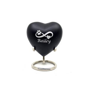 Heart Pet Urn – Black Metal Mini Cremation Urn, Personalized