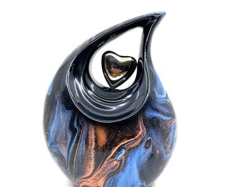 Colorful Heart Teardrop Urn for Ashes – Personalized Memorial Keepsake