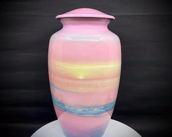 Pink Sea Beach Cremation Urn for Ashes – Adult Memorial Keepsake