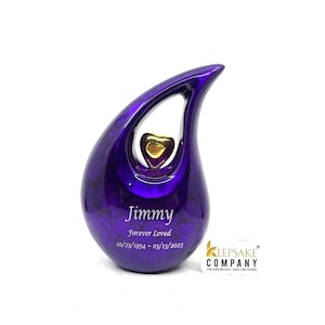 Purple Black Teardrop Cremation Urns for Human Ashes - Urn - Urns for Ashes  - Urns for Human Ashes  (6 Inches/ 15 centimeters)