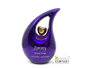 Purple Black Teardrop Cremation Urns for Human Ashes - Urn - Urns for Ashes  - Urns for Human Ashes  (6 Inches/ 15 centimeters)