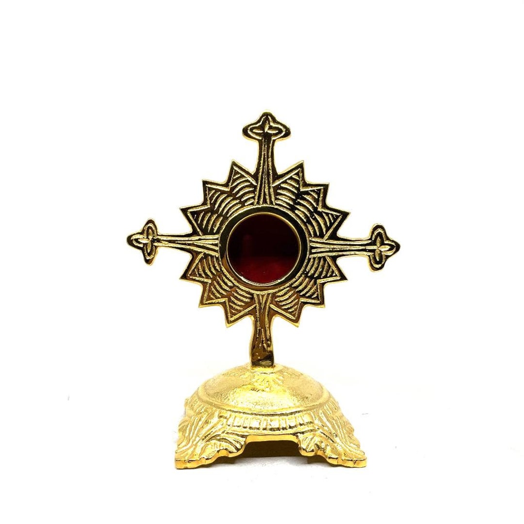 Brass Reliquary in 24 Carat Gold Plating Small Reliquary Monstrance