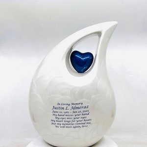 Extra Large /  Adult Pearl White Cremation Urns for Ashes Adult Male - Adult Urn - Ashes Urn - Urn - Urns for Human Ashes Keepsake C