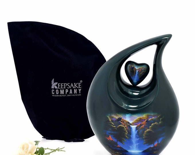 Green Blue Teardrop Cremation Urns for Ashes Adult Male Urns for Ashes