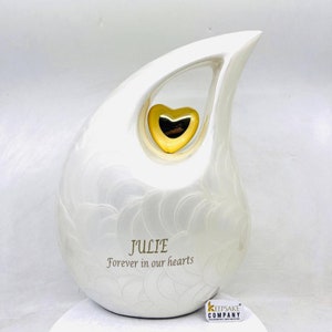 Extra Large /  Adult Pearl White Cremation Urns for Ashes Adult Male - Adult Urn - Funeral Urn - Urn - Urns for Human Ashes Keepsake C