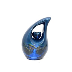 Blue Teardrop Mini Urn – Flowing Stream Keepsake Urn