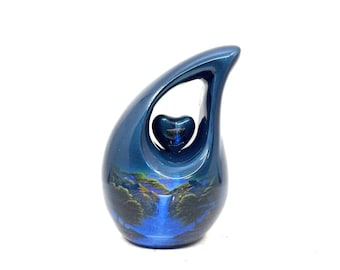 Blue Teardrop Mini Urn – Flowing Stream Keepsake Urn