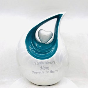 White Pearl Teardrop Cremation Urns for Adult Ashes - Urn - Urns for Ashes Adult Male - Urns for Human Ashes -  Cremation Urn - Funeral Urn