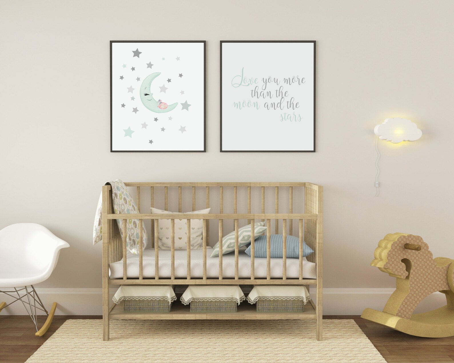 Nursery Wall Art Moon and Stars Printable Digital Download Etsy