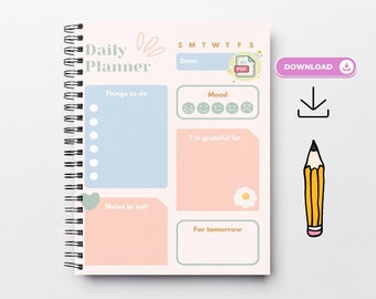 Daily Planner Printable, Daily To Do List, Productivity Planner, Daily Schedule, Everyday Planner, Instant Download A5/A4/Letter/Half Letter
