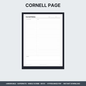 Cornell notes page with cue column and summary