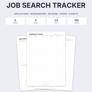 Job Search Tracker Printable, Application Log, Interview Prep, Offer Comparison (PDF)