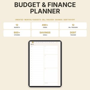 Planner budget digitale non datato, agenda finanze per GoodNotes iPad, tracker bollette, obiettivi di risparmio, debiti, budget mensile