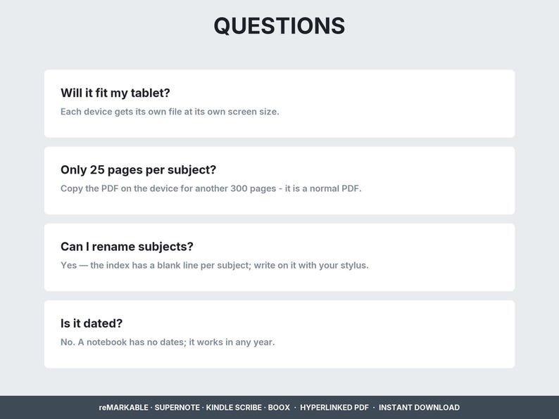 Frequently asked questions about the Supernote notebook PDF