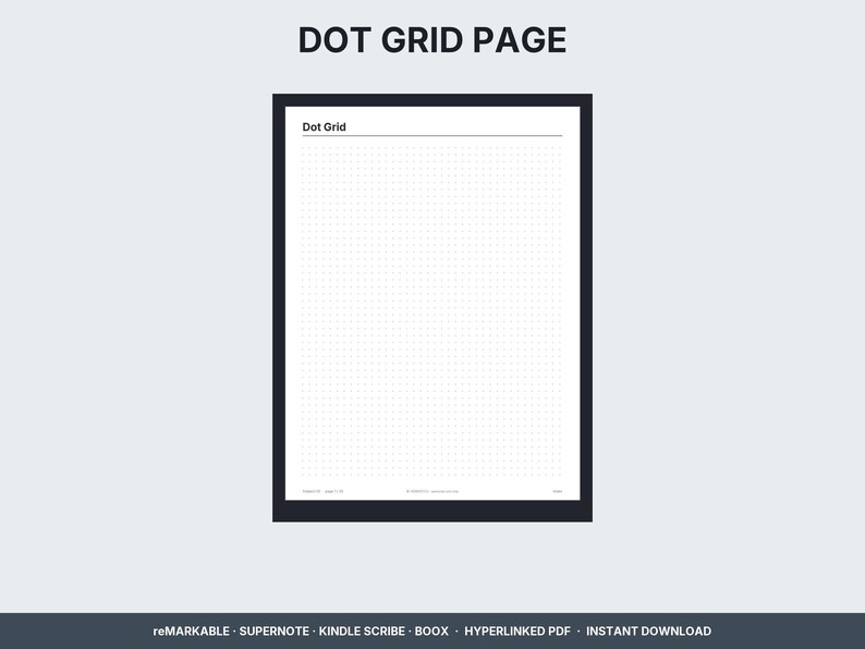 Dot grid notebook page on an e-ink tablet